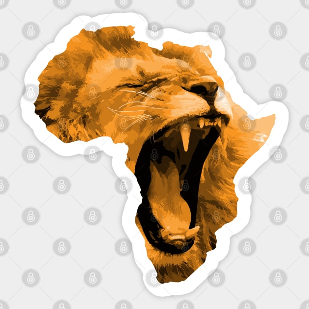 African Lion Roaring | Safari Culture | Africa Map | Africa Is Calling Sticker by BraaiNinja